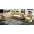 Fendi 2C2 Beige Corner Sofa With Gold Trim And Swivel Armchair - Ex-Display Showroom Model 51027