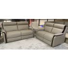 Fox 3 + 2 Static New Trend Semi Aniline Cappuccino Sofa Set With Brown Inserts Ex-Display Showroom Model 51060
