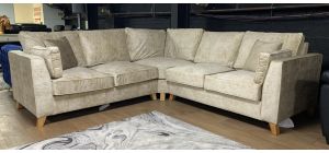Vincent 2C2 Cream Fabric Corner Sofa With Wooden Legs - Ex-Display Showroom Model 51026