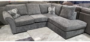 Chicago Rhf Grey Fabric Corner Sofa With Wooden Legs Ex-Display Showroom Model 51056