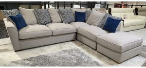 Fantasia Rhf Scatter Back Silver Grey Fabric Corner Sofa With Wooden Legs Ex-Display Showroom Model 51058