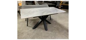 Grey 1.2m to 1.6m Extending Ceramic Dining Table With Black Metal Base Also Available In Dark Grey