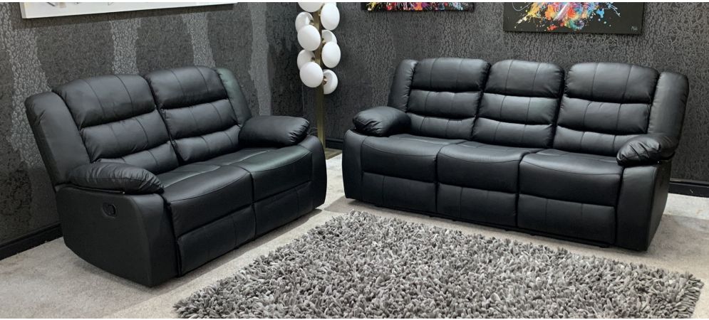 black bonded leather recliner sofa