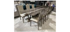 Medea Status Brown Dining Table With 6 Quilted Cream Dining Chairs(w50 d55 h105) Ex-Display Showroom Model 51061
